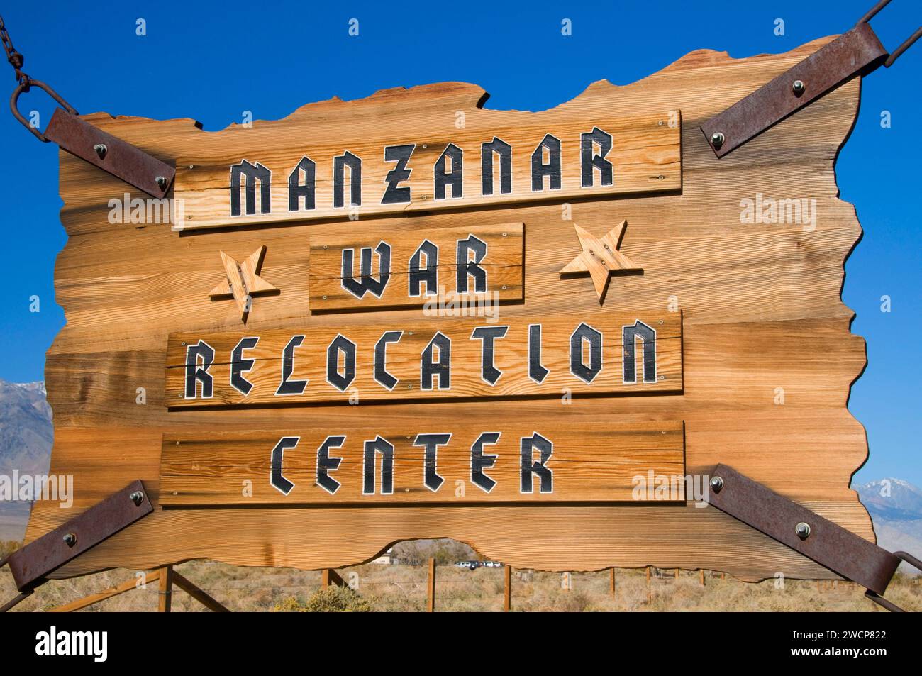 Cartello d'ingresso, Manzanar National Historic Site, California Foto Stock