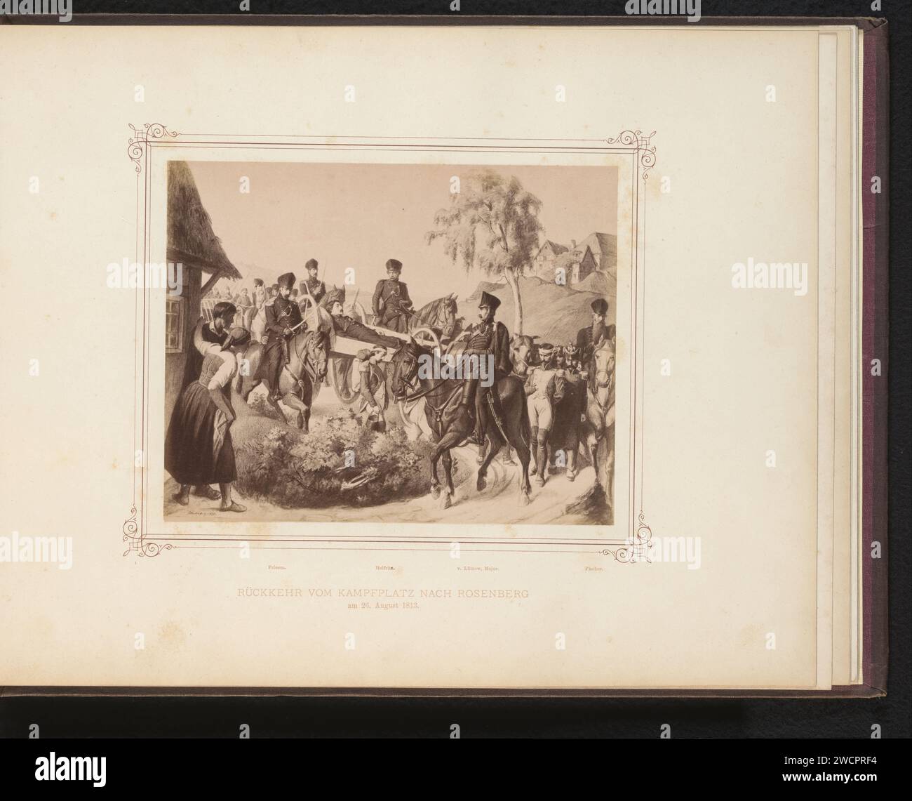 Produzione fotografica di un disegno di soldati ricorrenti del Freikorps del Lützow, Anonymous, dopo Friedrich Wilhelm Heinrich Martersteig, c. 1860 - c. 1875 carta fotografica albume stampa disegno (matematica). il soldato, la vita del soldato Foto Stock