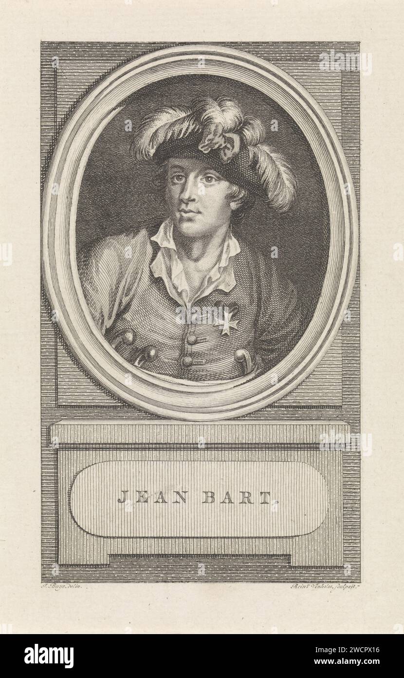 Ritratto di Jan Bart, Reinier Vinkeles (i), dopo Jacobus Buys, 1786 stampa Portet of the Flemish hijacker Jan Bart. Incisione/incisione su carta Amsterdam Foto Stock