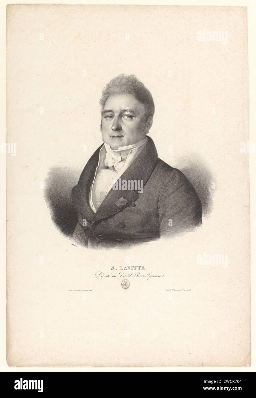 Portret van Jacques lafitte, Antoine Mauri, Nicolas Mauri, 1827 stampa Paris paper Historical Persons Foto Stock