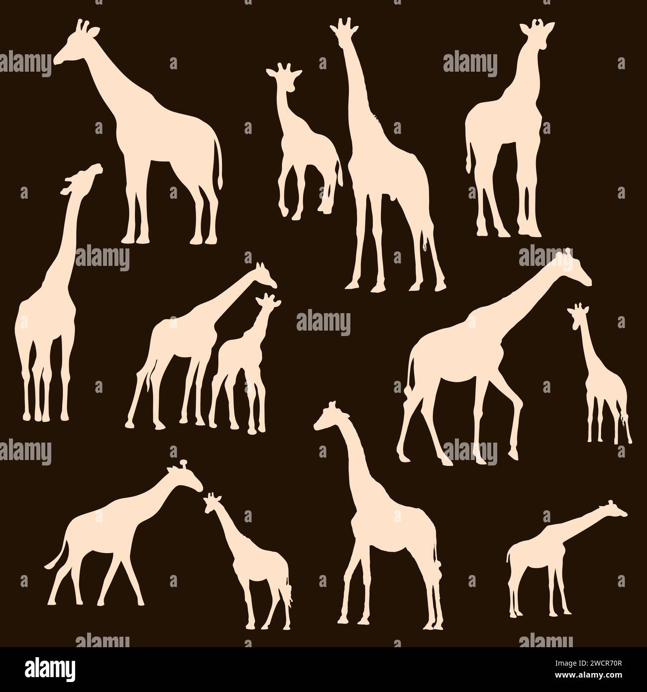 Set silhouette giraffa Illustrazione Vettoriale
