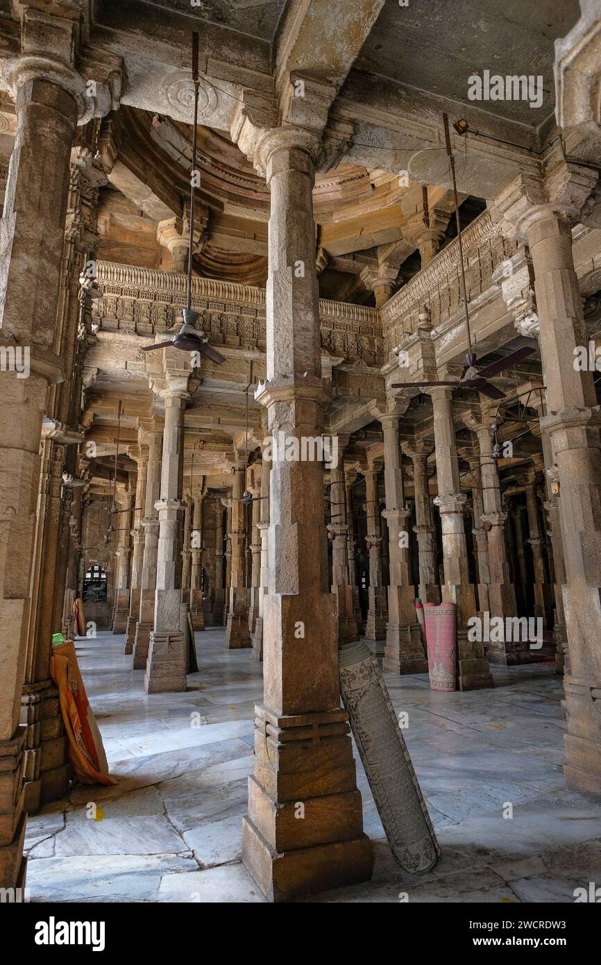 Ahmedabad, India - 11 gennaio 2024: Dettaglio della Jama Masjid ad Ahmedabad, Gujarat, India. Foto Stock