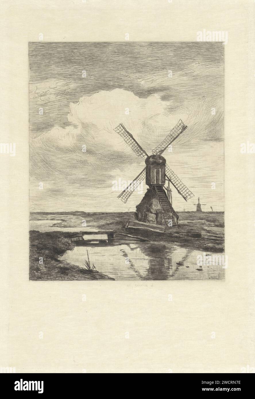 Mill on the Water, Willem Steelink (II), dopo Paul Joseph Constantin Gabriël, 1889 stampa Olanda cartiera acquaforte in paesaggio Foto Stock