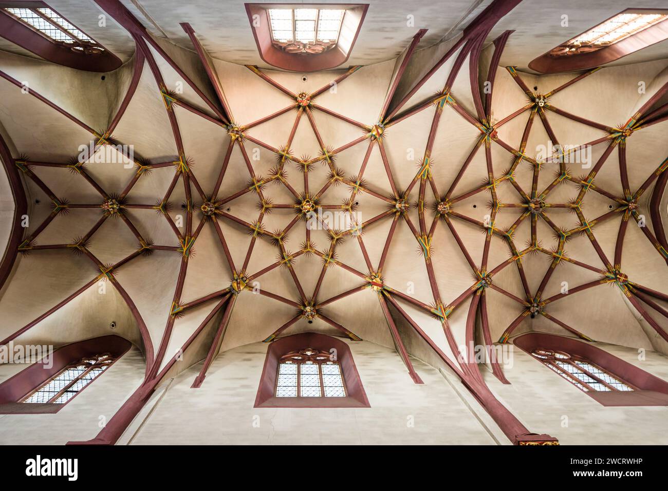 Volte a navata della Liebfrauenkirche / Chiesa di nostra Signora, Coblenza, Germania, una chiesa medievale. Foto Stock
