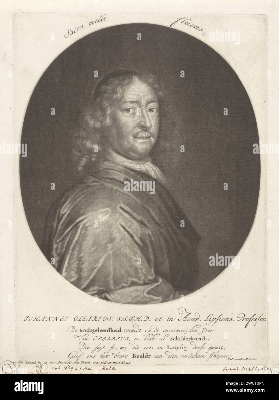 Ritratto del teologo Johann Olearius, Pieter Schenk (i), 1670 - 1713 stampa Amsterdam paper Engraving Theologian Foto Stock