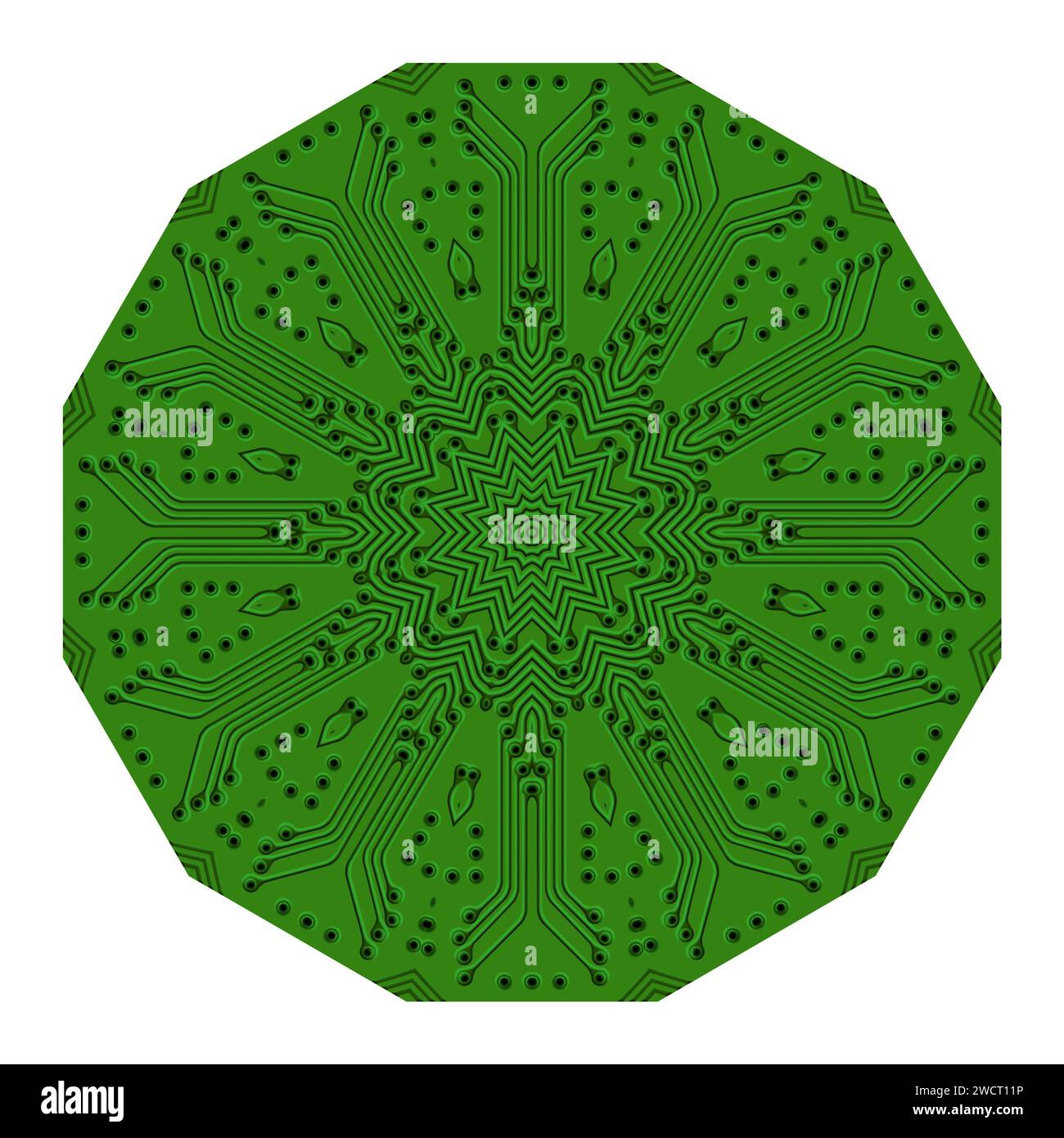Kaleidoscop - immagine astratta creata dalla duplicazione multipla del circuito stampato Foto Stock