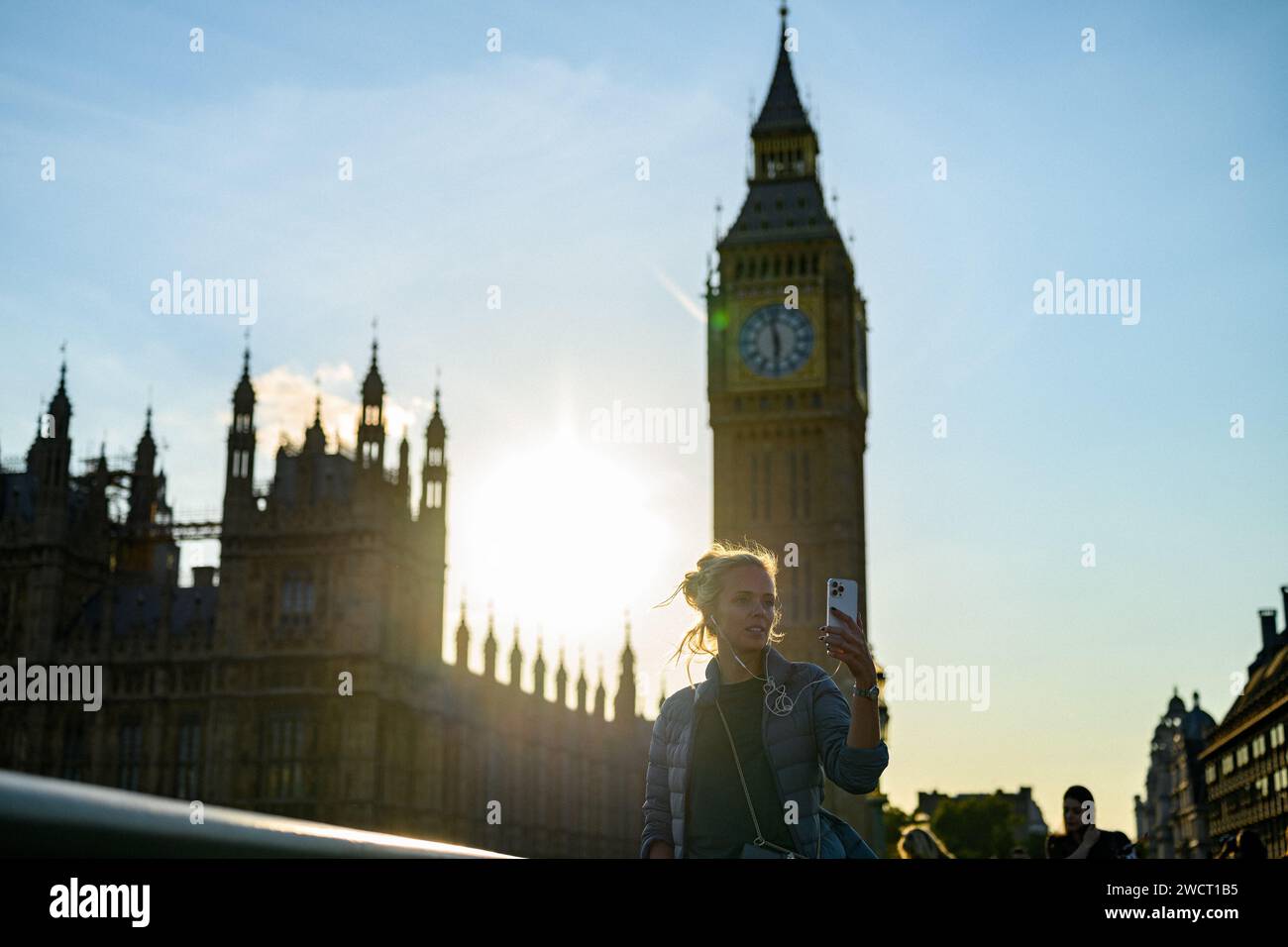 14 settembre 2022: Il Westminster Bridge è chiuso al traffico il giorno della processione che porta la Regina da Buckingham Palace a Westminster Hall, dove rimarrà in stato fino al funerale di lunedì. Foto Stock