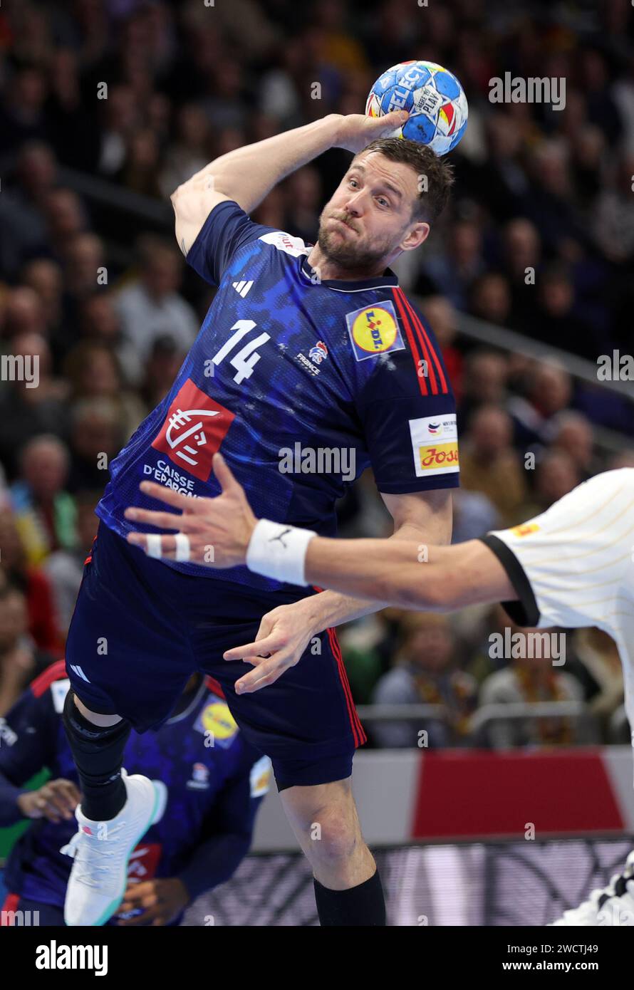 Kentin Mahe Francia vs Germania EHF Mens Handball EURO 2024 Preminilary Round Group A 16.01.2024 Mercedes Benz Arena Berlin © diebilderwelt / Alamy Stock Foto Stock