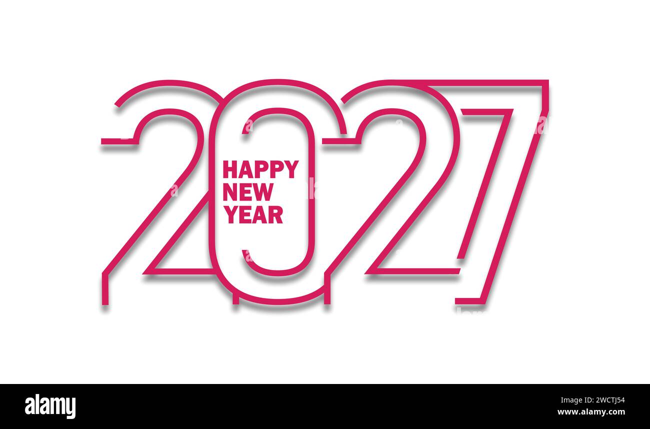 Felice anno nuovo 2027 Text Design. Illustrazione vettoriale Illustrazione Vettoriale