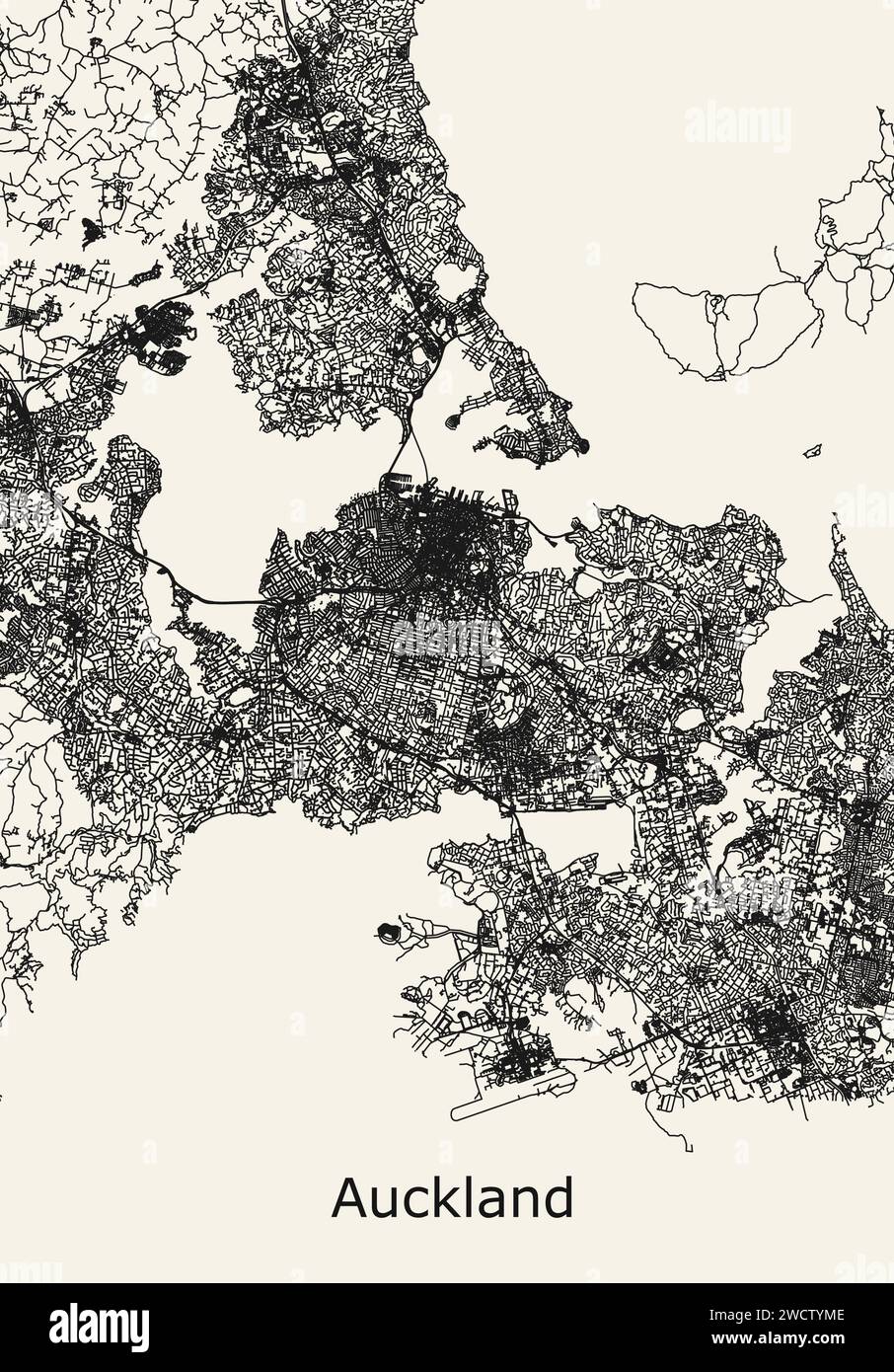 Mappa stradale di Auckland, nuova Zelanda Illustrazione Vettoriale