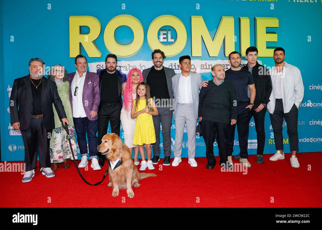 Città del Messico, Messico. 16 gennaio 2024. Attori Jorge Aragon, Concepcion Taboada, Pedro Pablo Ibarra, Jose Eduardo Derbez, Herlanlly Rodriguez, Giuseppe gamba, Edgar Vivar, Carlos ferro, Danilo Carrera e Uriel del Toro sono presenti al Red carpet della prima del film ''Roomie'' al Cinepolis Perisur di città del Messico, Messico, il 16 gennaio 2024. (Foto di Luis Marin/Eyepix Group) credito: NurPhoto SRL/Alamy Live News Foto Stock Città del Messico, Messico. 16 gennaio 2024. Attori Jorge Aragon, Concepcion Taboada, Pedro Pablo Ibarra, Jose Eduardo Derbez, Herlanlly Rodriguez, Giuseppe gamba, Edgar Vivar, Carlos ferro, Danilo Carrera e Uriel del Toro sono presenti al Red carpet della prima del film ''Roomie'' al Cinepolis Perisur di città del Messico, Messico, il 16 gennaio 2024. (Foto di Luis Marin/Eyepix Group) credito: NurPhoto SRL/Alamy Live News Foto Stock