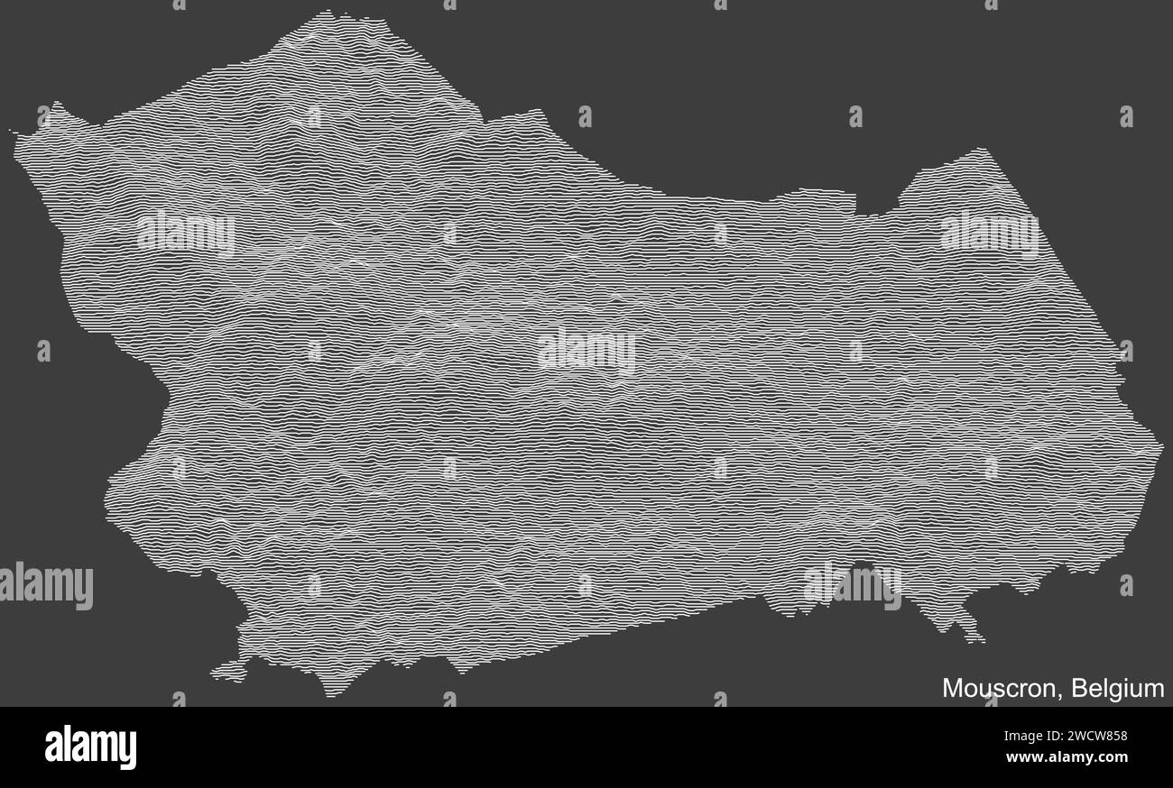 Mappa topografica di rilievo di MOUSCRON, BELGIO Illustrazione Vettoriale