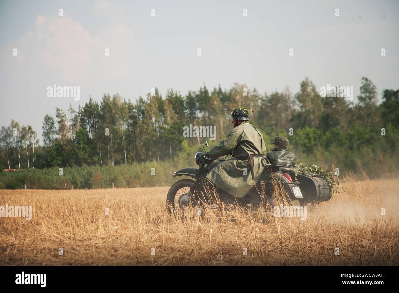Soldati dell'esercito nazista in moto Foto Stock