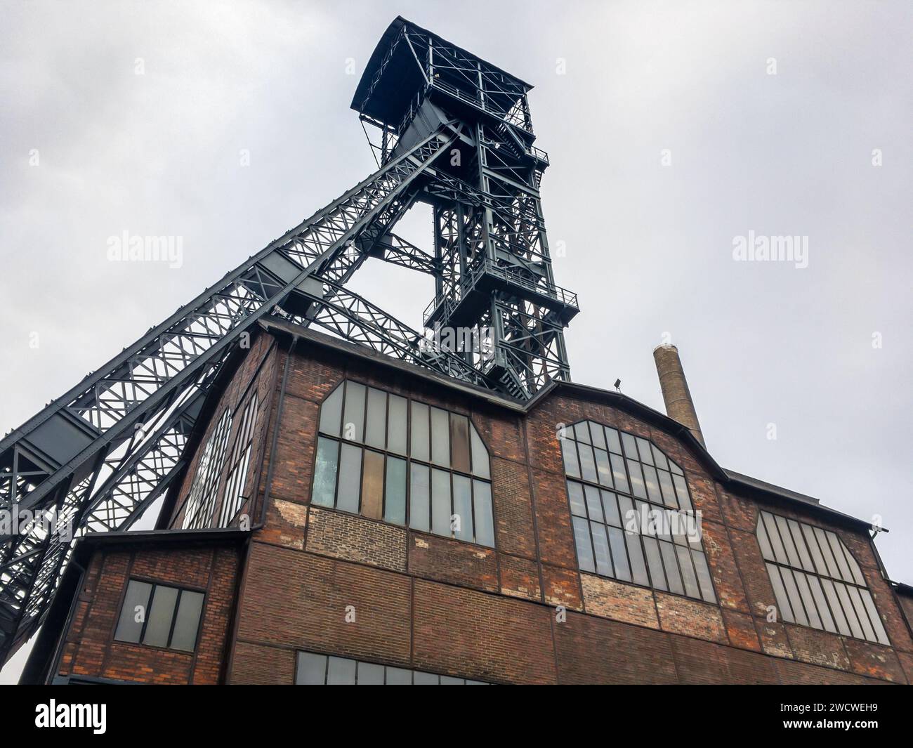 Torre mineraria della vecchia miniera di carbone nero di Hlubina nella regione di Vitkovice Ostrava Dolni Oblast Foto Stock