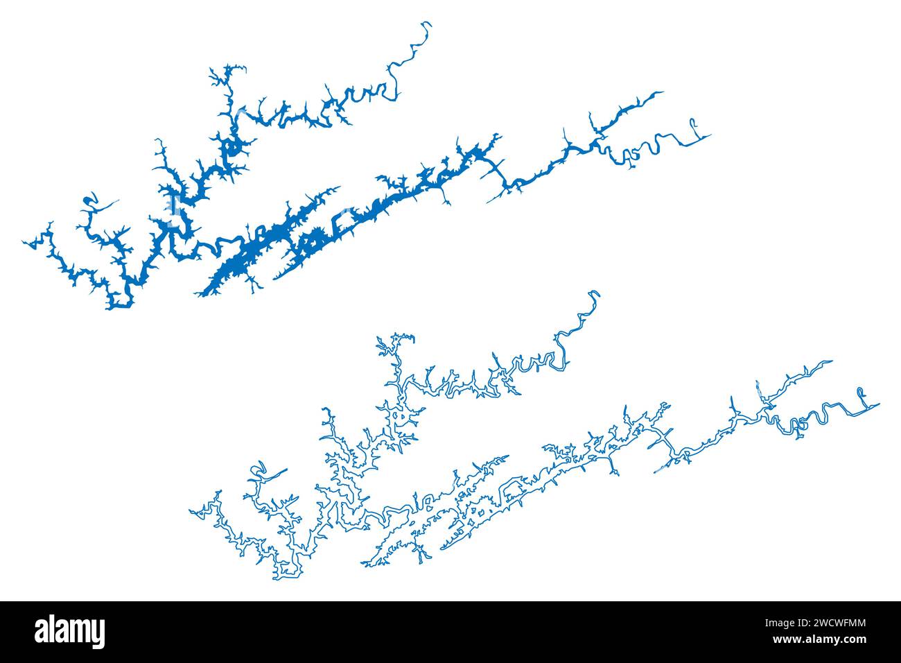 Norris Lake (Stati Uniti d'America, Tennessee) mappa illustrazione vettoriale, schizzo di scribble Reservoir Norris Dam MAP Illustrazione Vettoriale