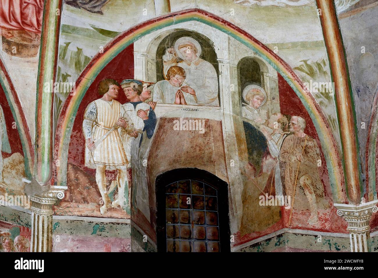 S. Lorenzo in carcere - affresco - Lorenzo di Pietro detto il Vecchietta e Paolo Schiavo - XV secolo - Castiglione Olona (va), Collegiata Foto Stock