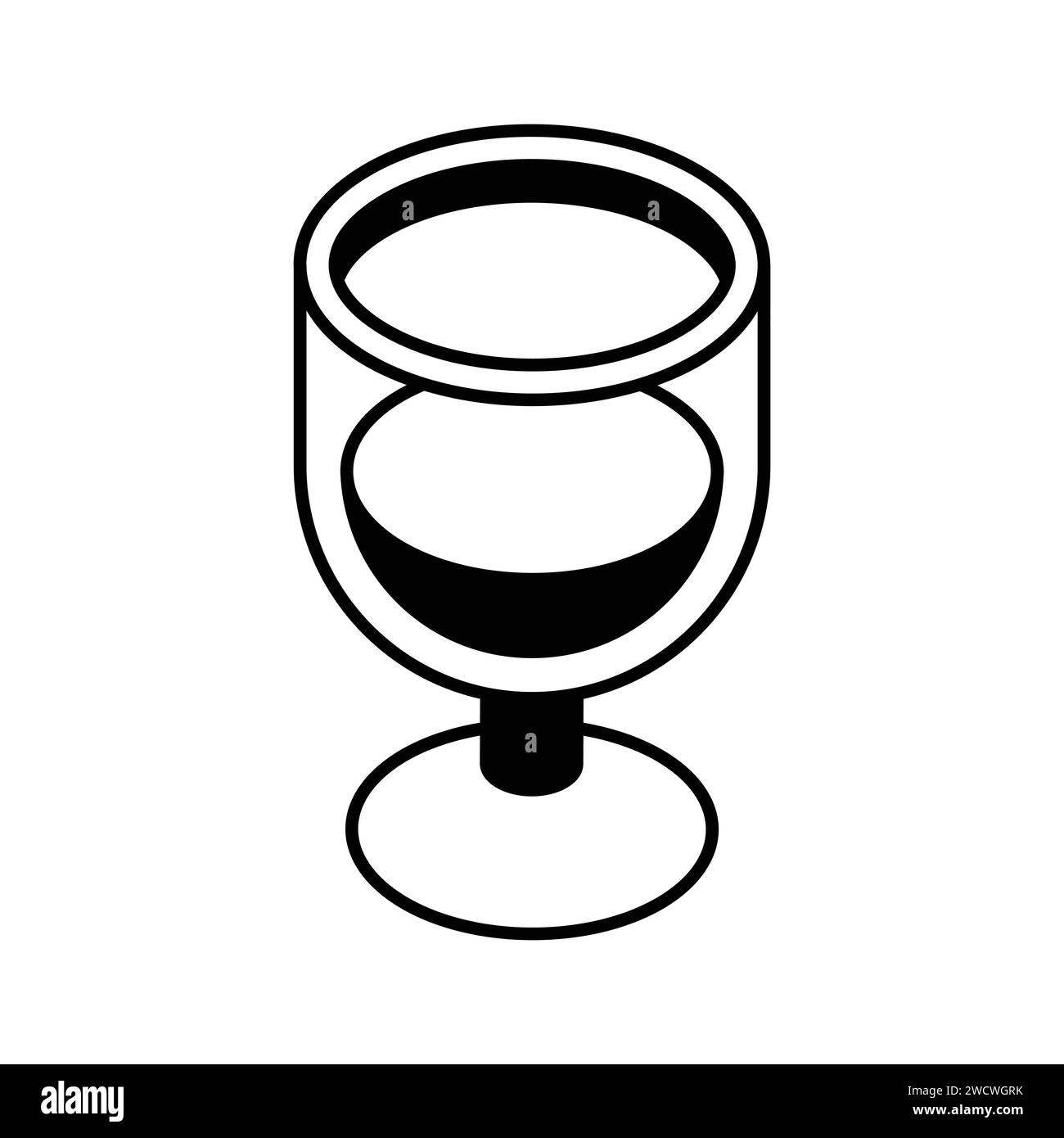 Dai un'occhiata a questa incredibile icona del design vettoriale del bicchiere da bevanda e del bicchiere da vino in stile isometrico Illustrazione Vettoriale
