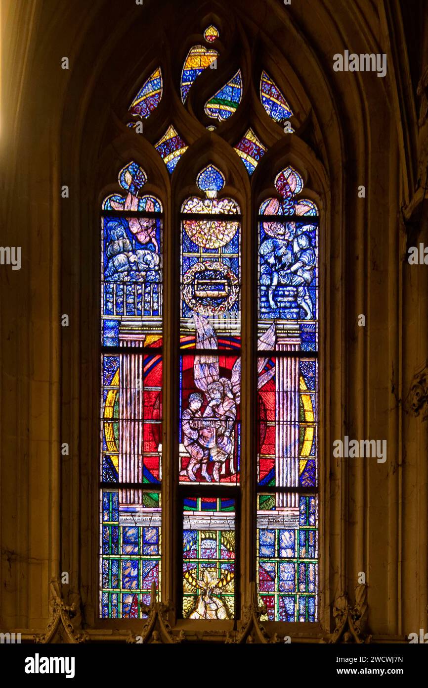 Germania, Baden Wurttemberg, Lago di Costanza (Bodensee), Costanza, Cattedrale (Münster), Welserkapelle, (Cappella Welzer), vetrata di speranza Foto Stock