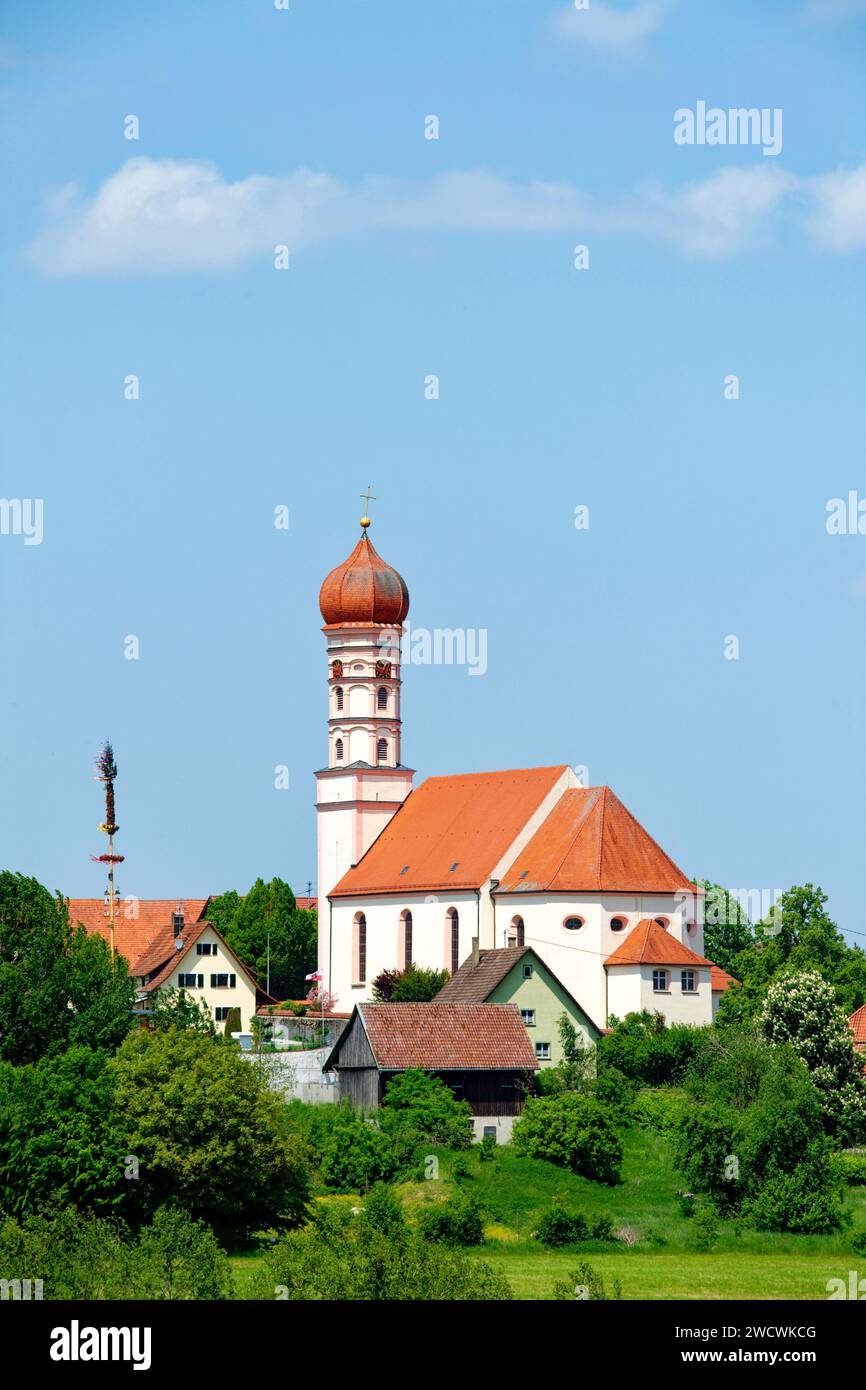 Germania, Bade Wurttemberg, alta Svevia, alta via barocca Svevia, Steinhausen an der Rottum, chiesa di pellegrinaggio dell'assunzione Foto Stock