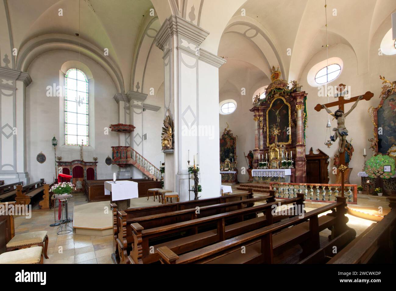 Germania, Bade Wurttemberg, alta Svevia, alta via barocca Svevia, Steinhausen an der Rottum, chiesa di pellegrinaggio dell'assunzione Foto Stock