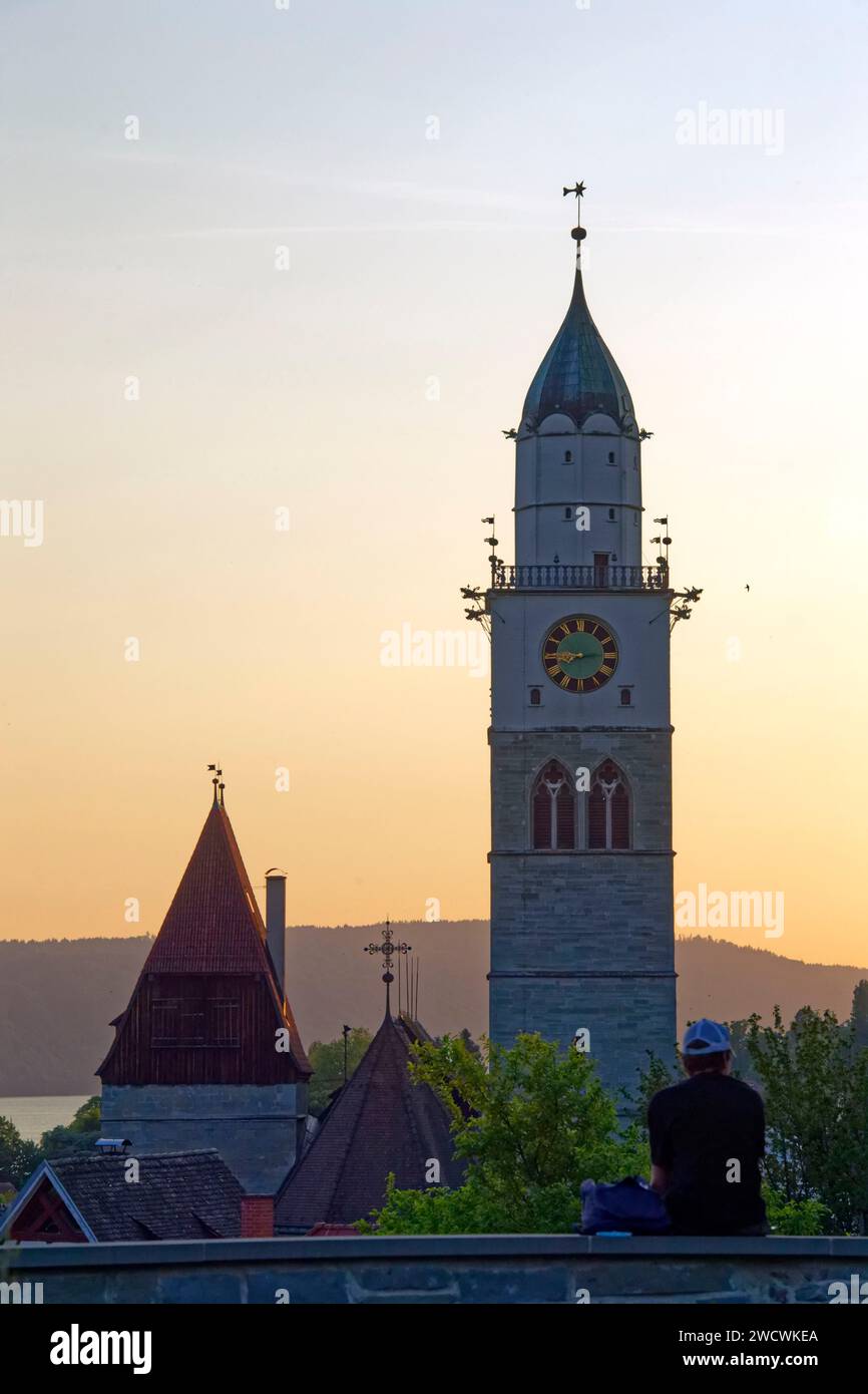 Germania, Baden Wurttemberg, Lago di Costanza (Bodensee), Uberlingen, Città Vecchia con la cattedrale di San Nicola (St Nikolaus Munster) Foto Stock