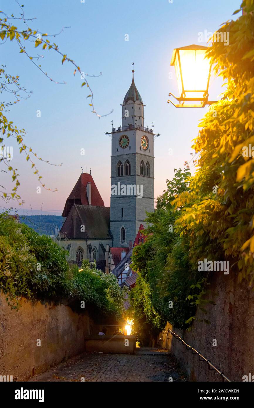 Germania, Baden Wurttemberg, Lago di Costanza (Bodensee), Uberlingen, Città Vecchia con la cattedrale di San Nicola (St Nikolaus Munster) Foto Stock