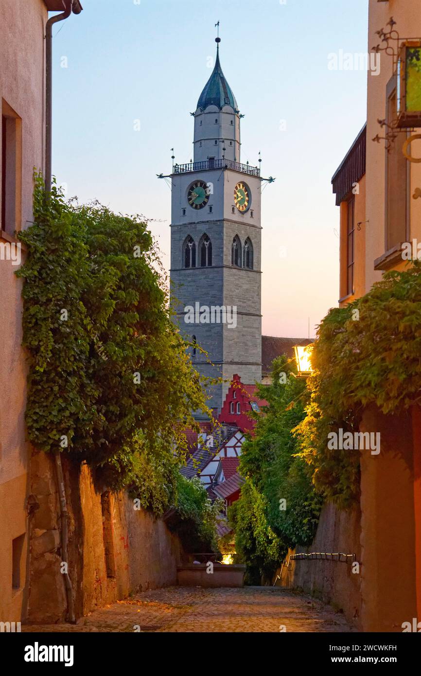 Germania, Baden Wurttemberg, Lago di Costanza (Bodensee), Uberlingen, Città Vecchia con la cattedrale di San Nicola (St Nikolaus Munster) Foto Stock