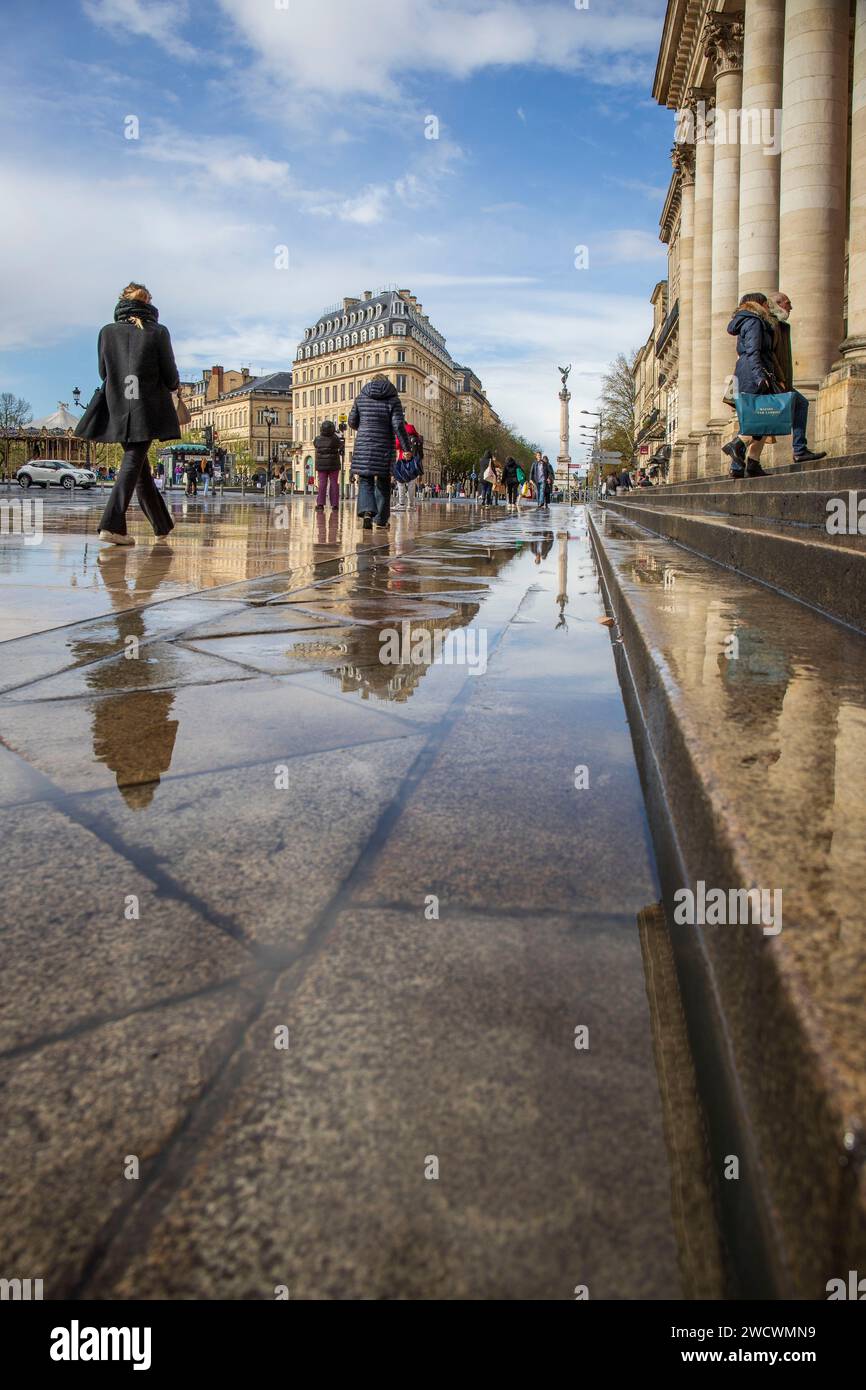 Francia, Gironde, Bordeaux, Patrimonio dell'Umanità dell'UNESCO, Triangolo d'Oro, quartiere di Quinconces, Place de la Comédie, Grand-Théâtre Foto Stock