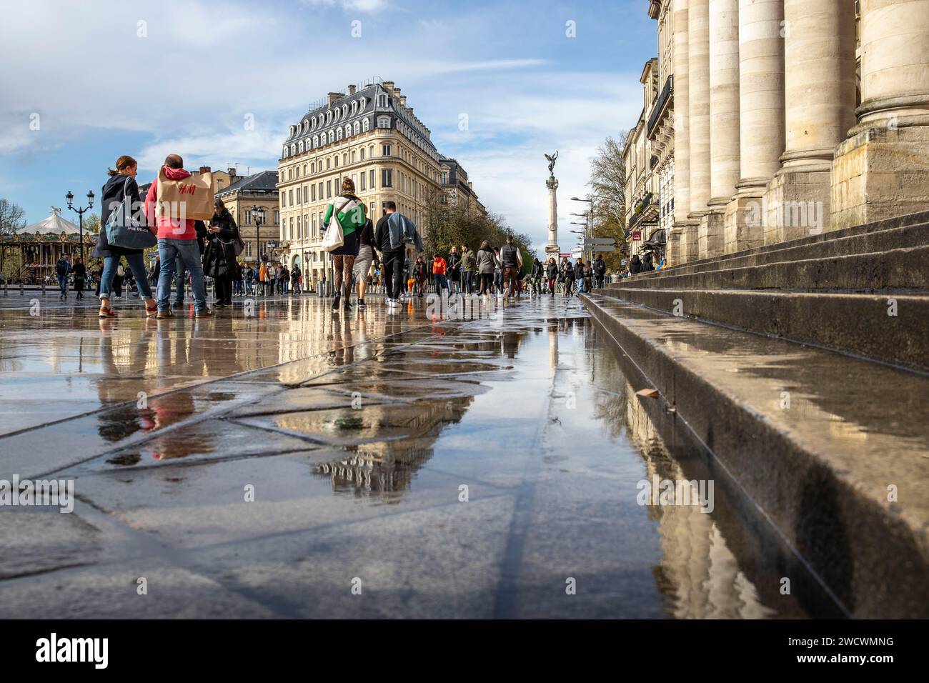 Francia, Gironde, Bordeaux, Patrimonio dell'Umanità dell'UNESCO, Triangolo d'Oro, quartiere di Quinconces, Place de la Comédie, Grand-Théâtre Foto Stock