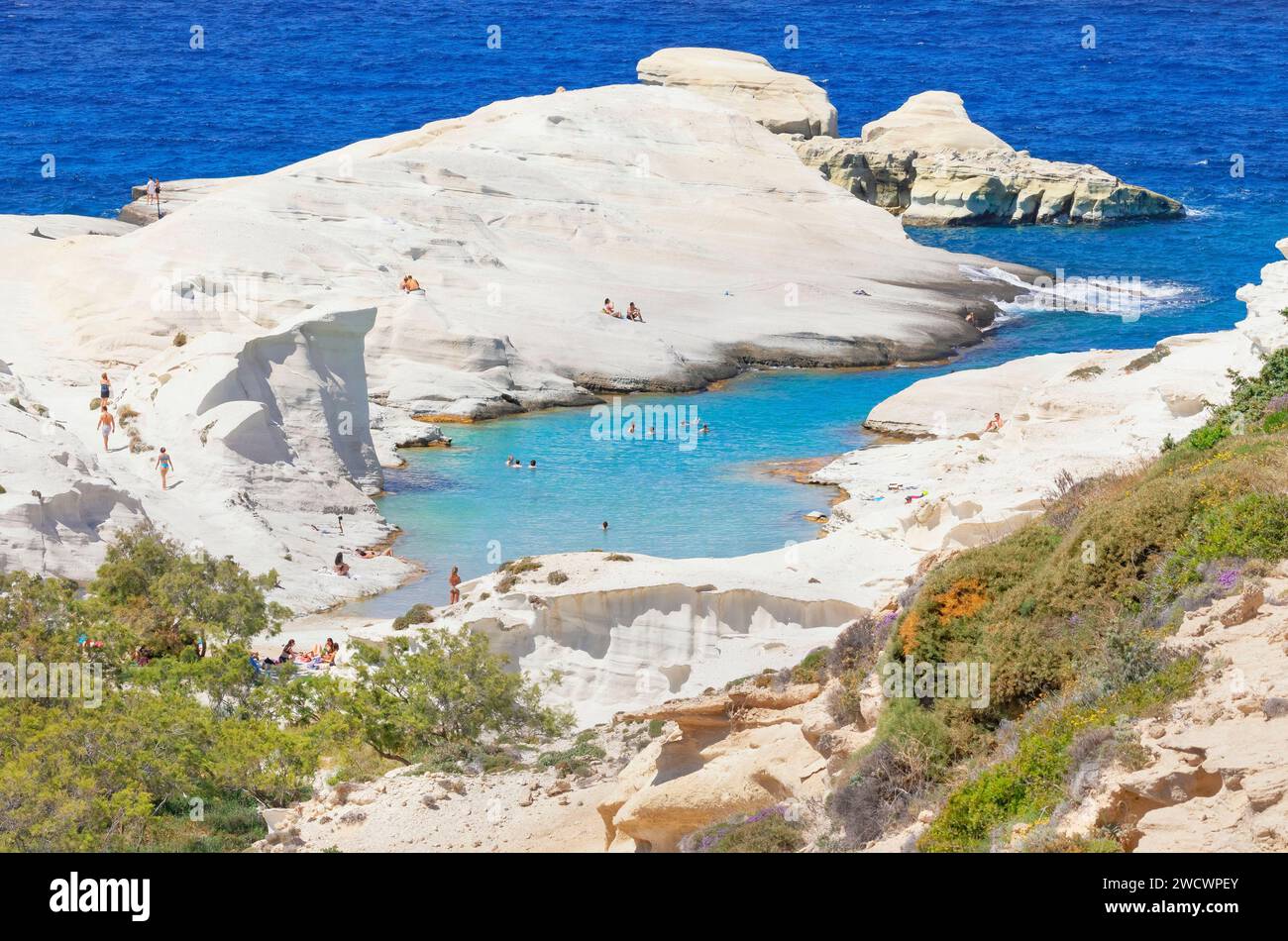 Grecia, Cicladi, Milos, Sarakiniko Beach, Sarakiniko Foto Stock