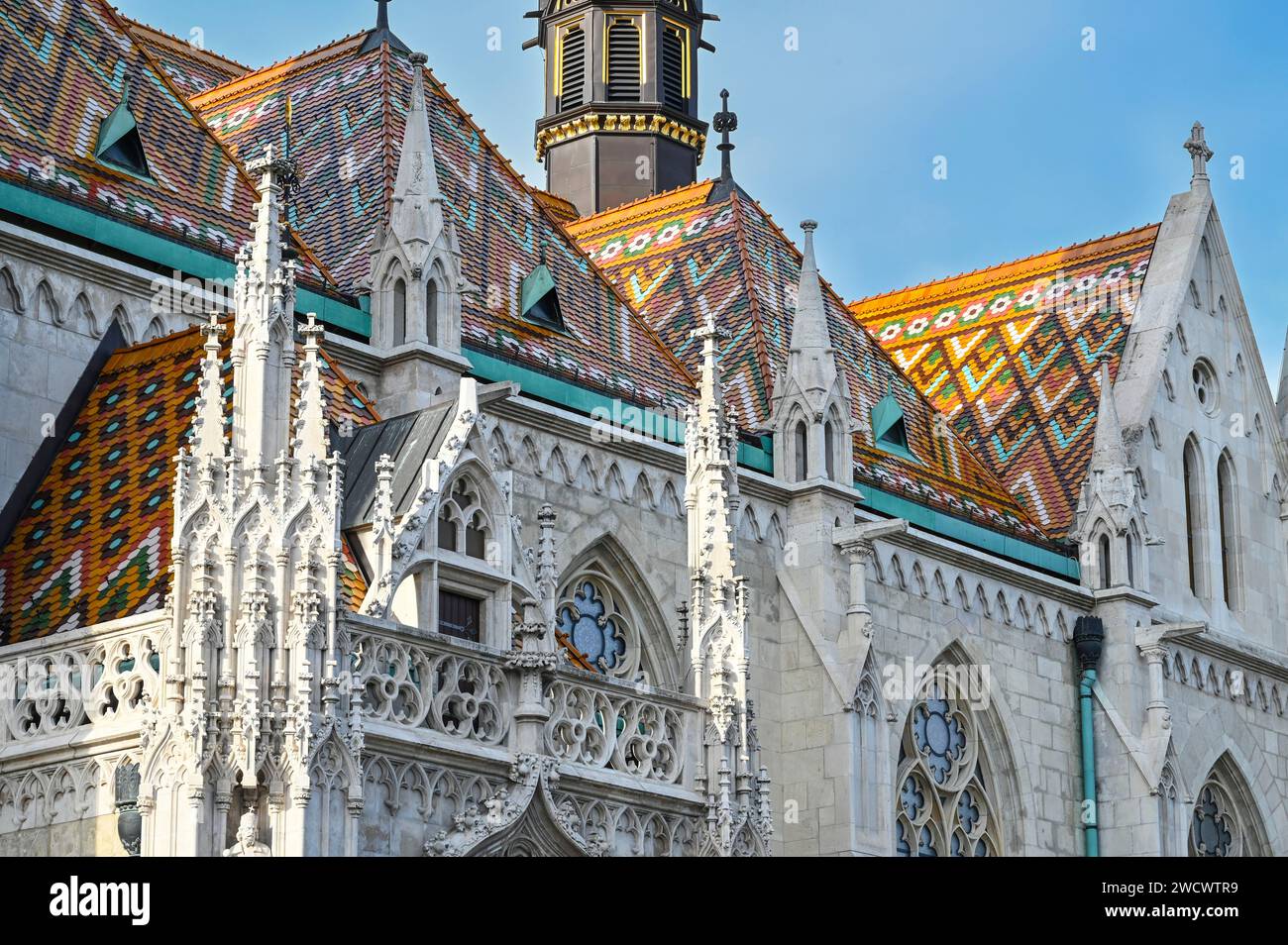 Ungheria, Budapest, in Euro bike 6, sulla collina fortificata di Buda, la chiesa di nostra Signora dell'assunzione di Budavar Foto Stock