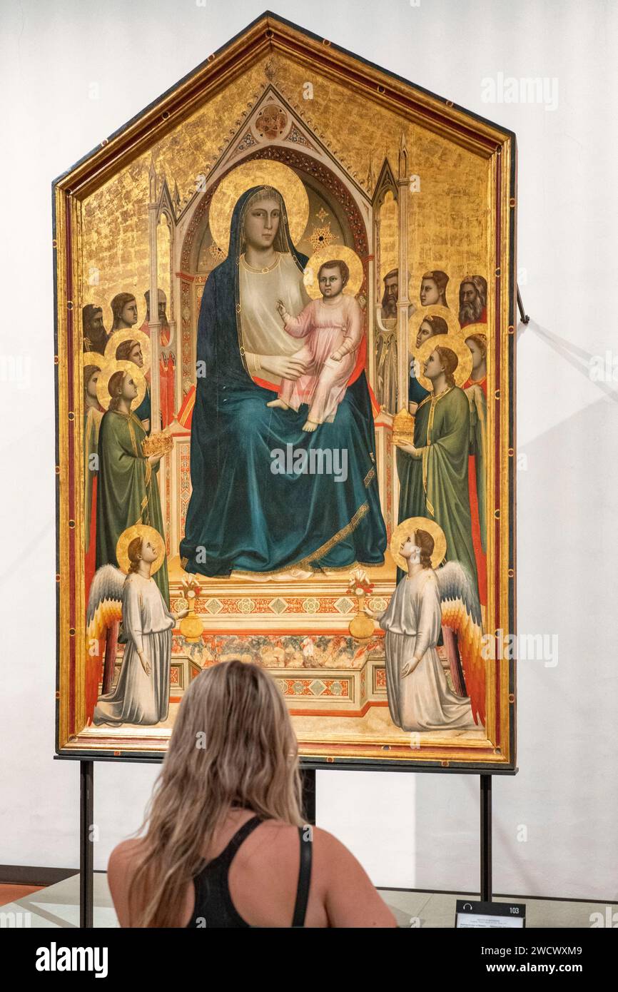 Italia, Toscane, Firenze, Galleria degli Uffizi, Ognissanti Maestà, Giotto Foto Stock