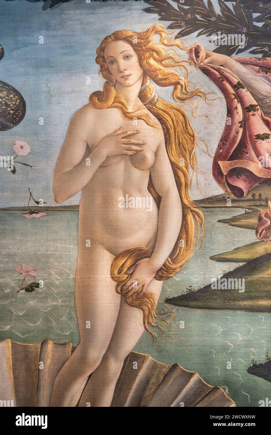 Italia, Toscane, Firenze, Galleria degli Uffizi, "la nascita di Venere" di Sandro Botticelli Foto Stock