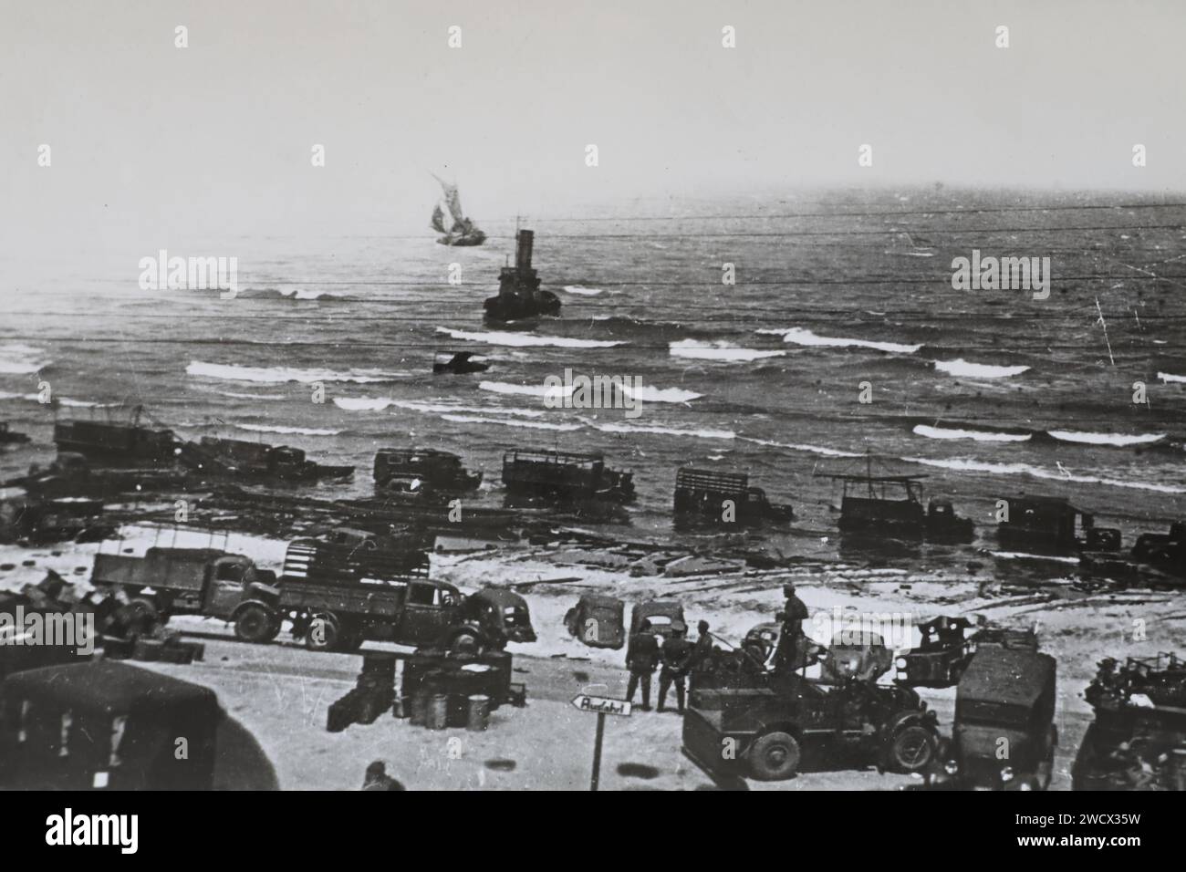 Francia, Nord, Dunkerque, spiaggia al termine dell'operazione Dynamo (giugno 1940) Foto Stock