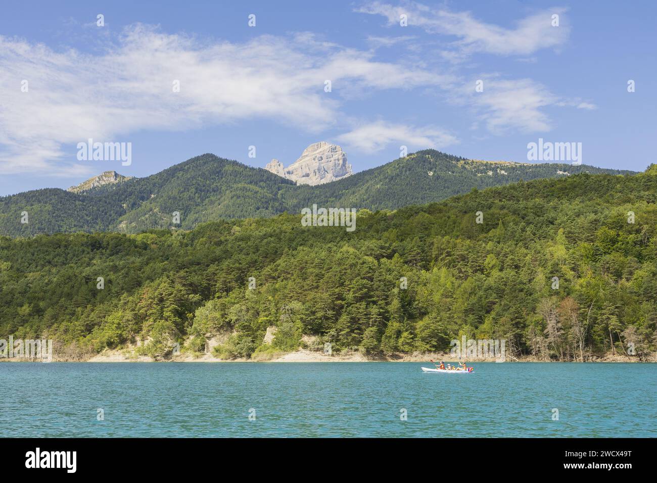 Francia, Isere, il lago Sautet e la montagna Obiou vicino al villaggio Corps lungo il sentiero Napoleone (vista aerea) Foto Stock