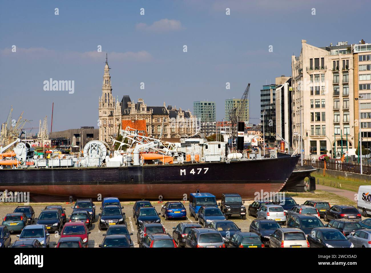Vista dall'Altopiano reale, Jordaenskaai, Anversa, Belgio, Europa Foto Stock