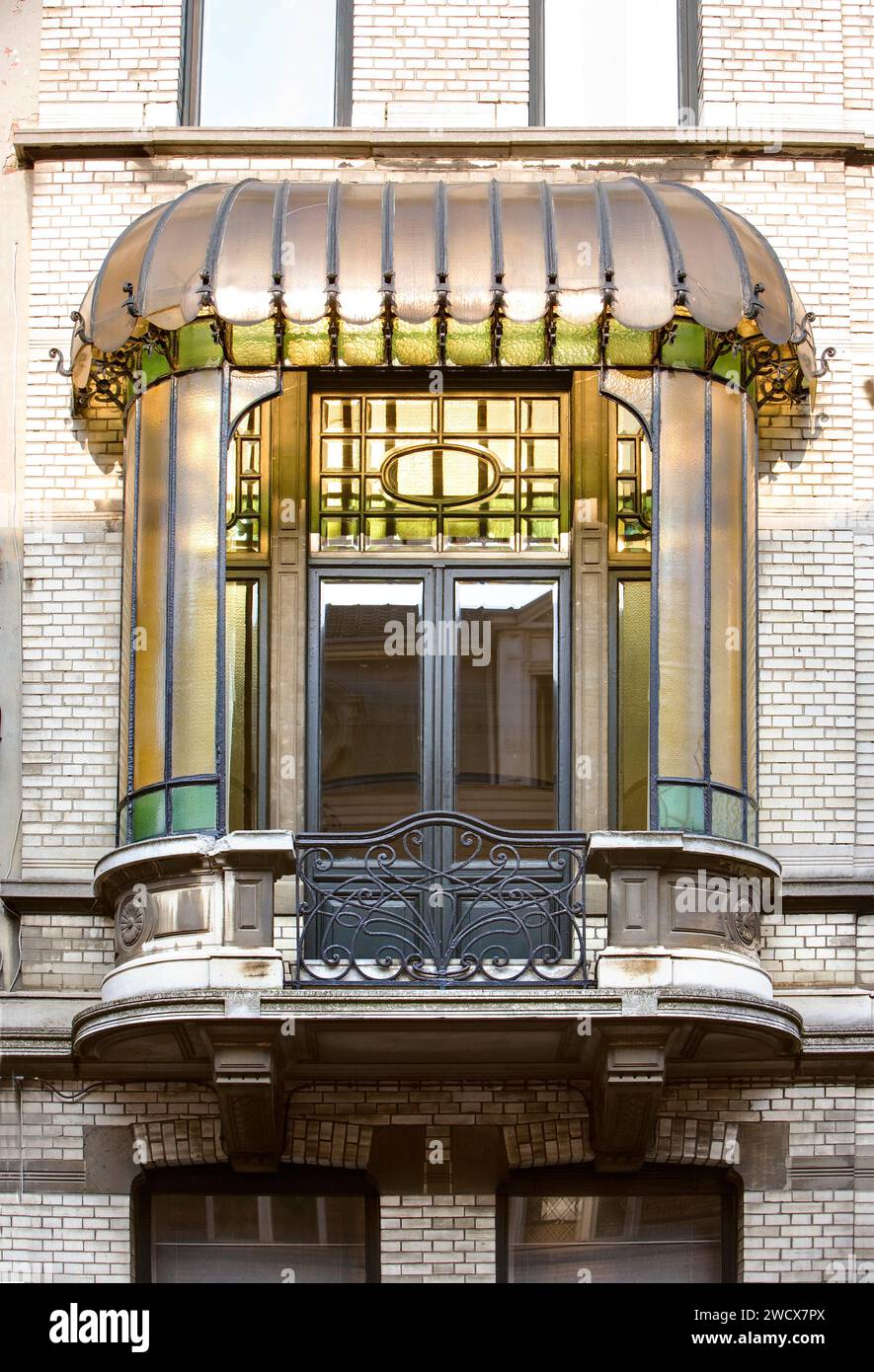 Case a schiera in stile fin-de-siècle, Berchem, zona di Zurenborg, Anversa, Belgio, Europa Foto Stock
