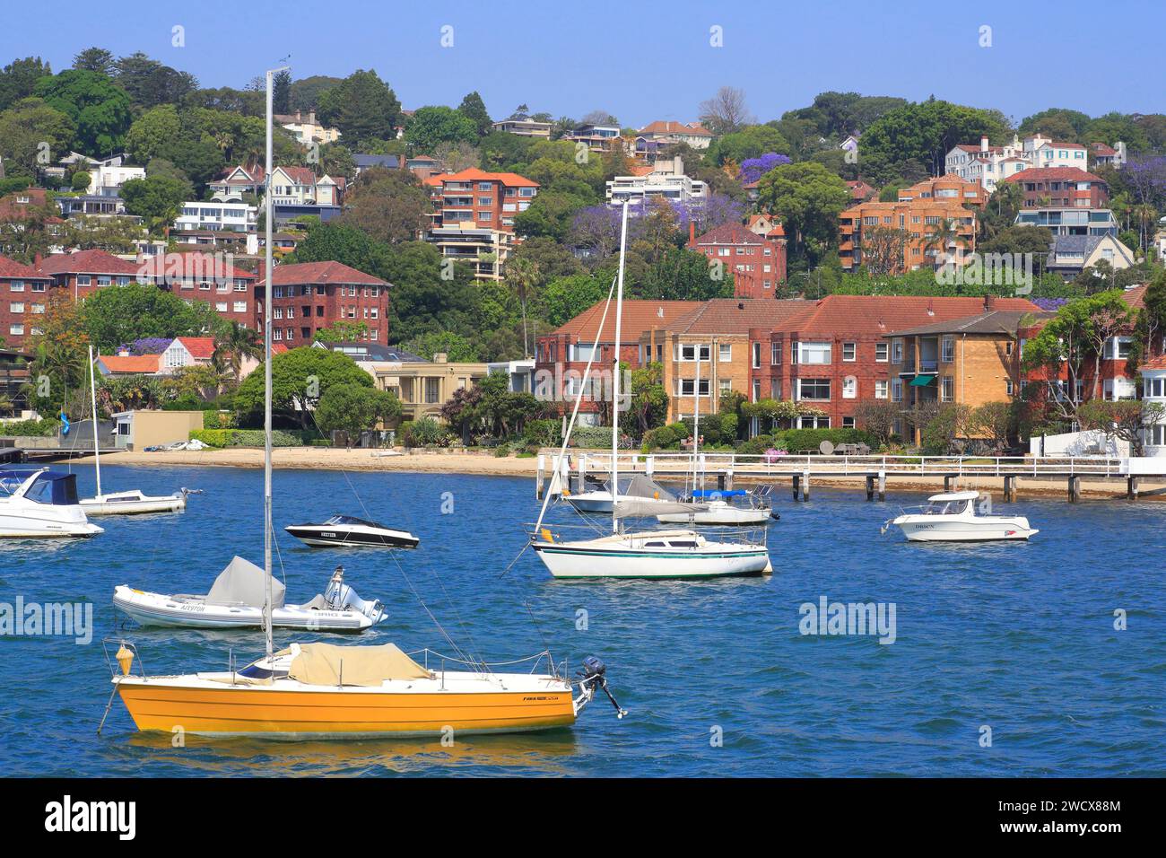 Australia, nuovo Galles del Sud, Sydney, sobborghi orientali, Woollahra, Double Bay, barche da diporto Foto Stock