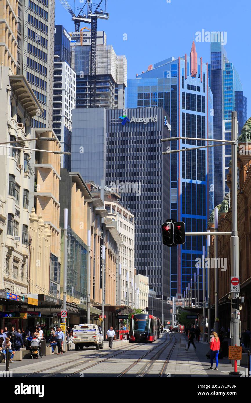 Australia, New South Wales, Sydney, Central Business District (CBD), George Street, Street Street Street nel centro della città Foto Stock