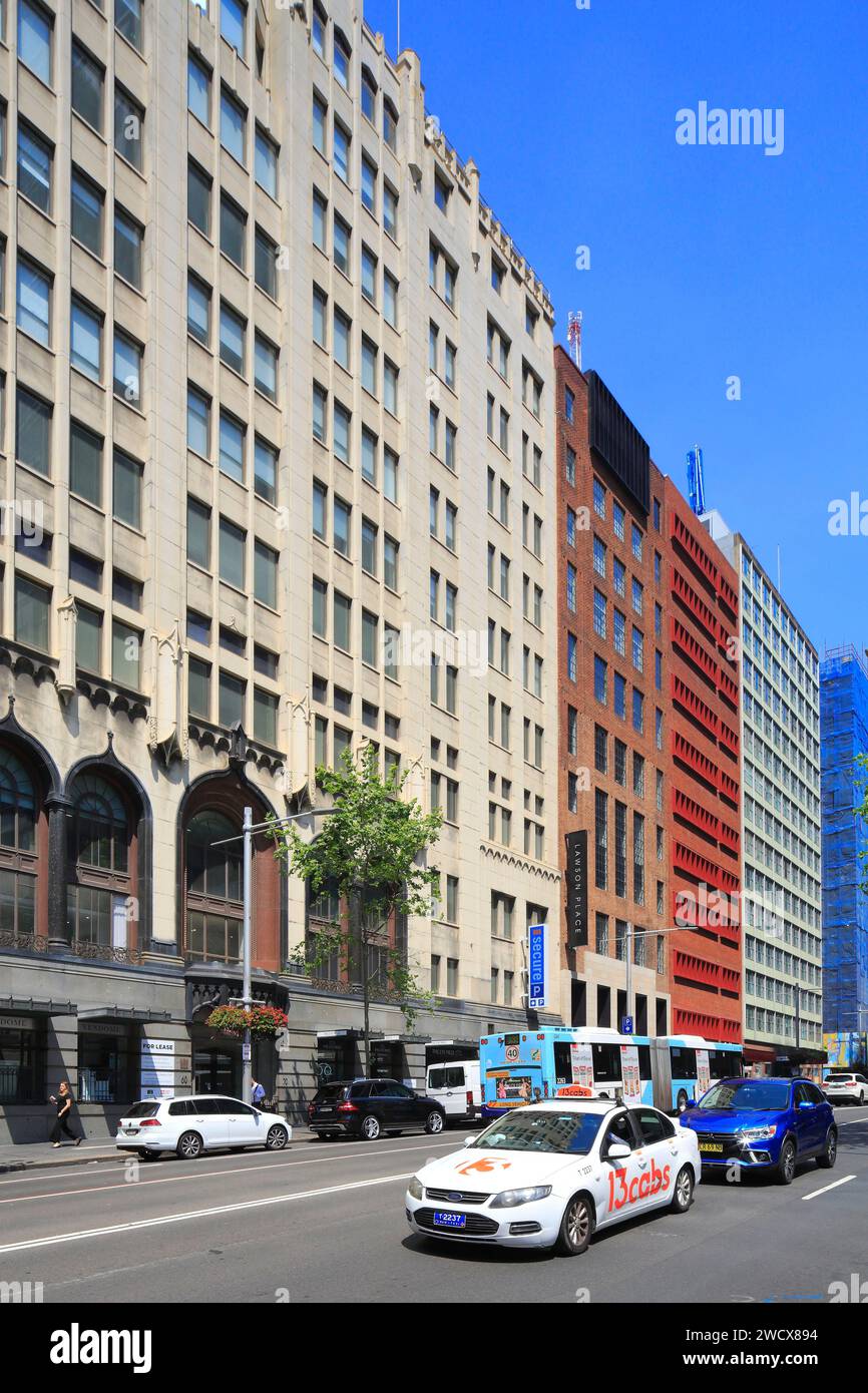 Australia, nuovo Galles del Sud, Sydney, Central Business District (CBD), Elizabeth Street, taxi Foto Stock