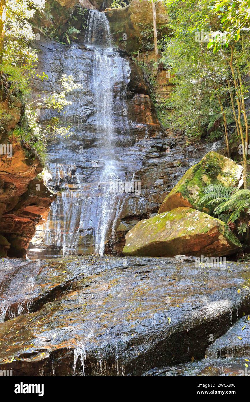Australia, nuovo Galles del Sud, Blue Mountains dichiarate Patrimonio dell'Umanità dall'UNESCO, Blue Mountains National Park, Katoomba, Empress Fall, cascata Foto Stock