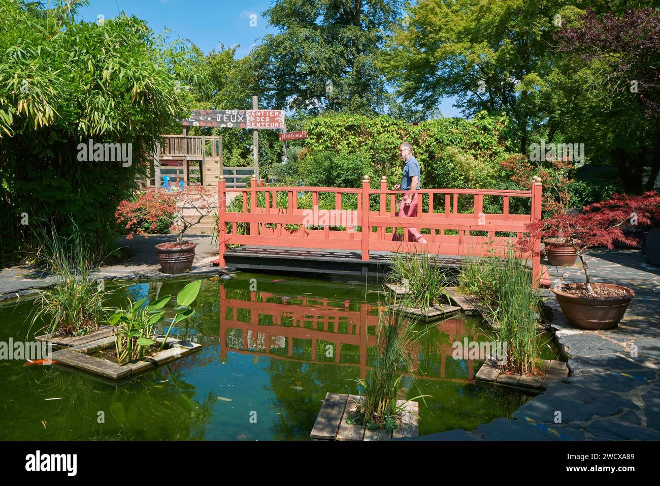 Francia, Mosella, Amneville, la Cité des Loisirs, l'Acquario, il giardino zen Foto Stock