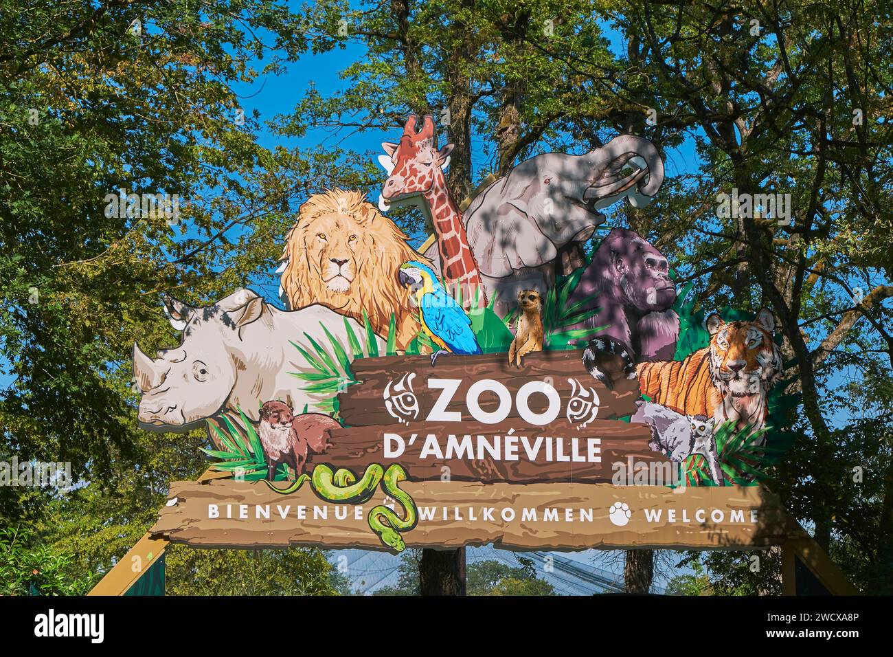 Francia, Mosella, Amneville, la Cité des Loisirs, ingresso al parco zoologico Foto Stock