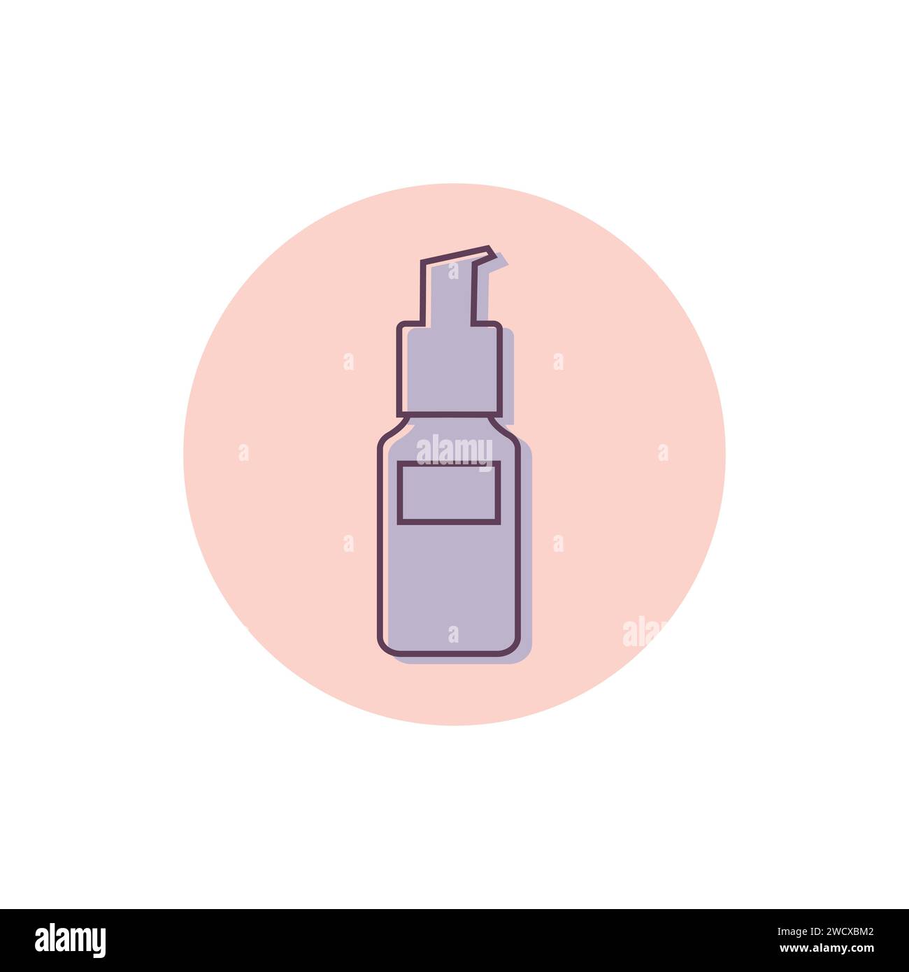 Contorno dell'icona del flacone cosmetico. Biberon astratto con tiralatte con siero viso o crema per trattamenti estetici e cutanei. Illustrazione vettoriale Illustrazione Vettoriale