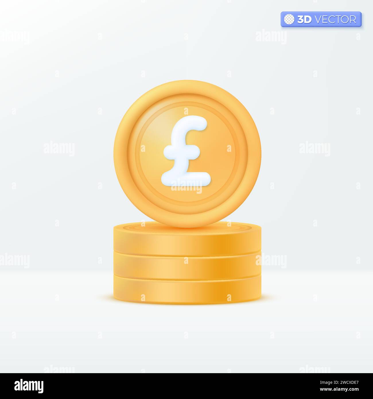 simbolo di una moneta d'oro 3d realistica. Denaro contante, segno di valuta, investimento, profitto o guadagno, tesoro, finanza o concetto di casinò. isola vettoriale 3D. Illustrazione Vettoriale
