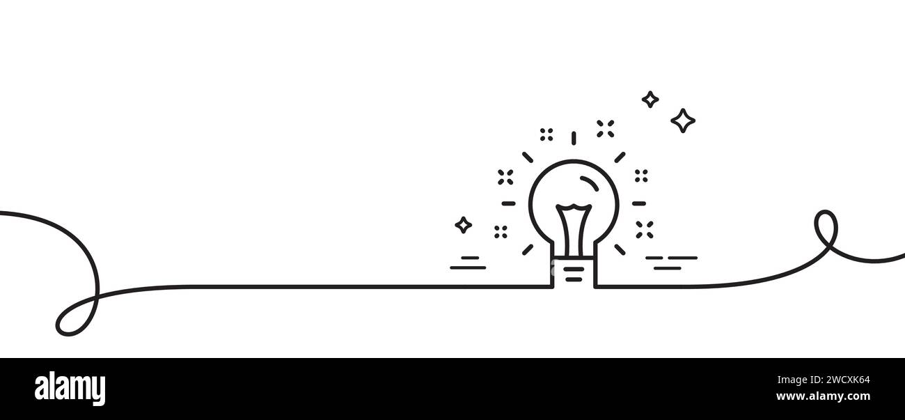 Icona linea idea. Lampadina o segnaletica. Linea continua con arricciatura. Vettore Illustrazione Vettoriale