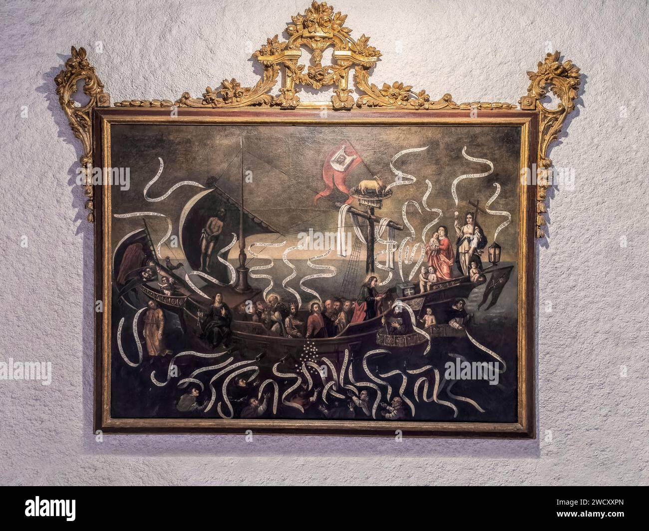 Anonimo, nave eucaristica, olio su tela, XVII secolo, museo della cattedrale di Santa María nella città di Murcia, Spagna, Europa Foto Stock