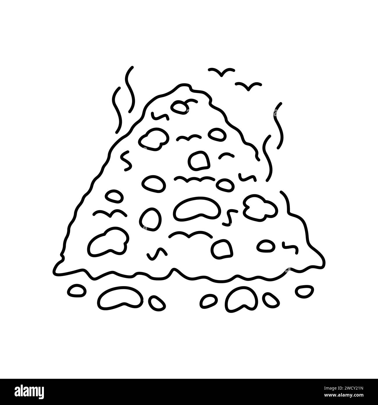 Icona linea colore pila compost. Compostaggio. Elemento isolato vettore. Tratto modificabile. Illustrazione Vettoriale