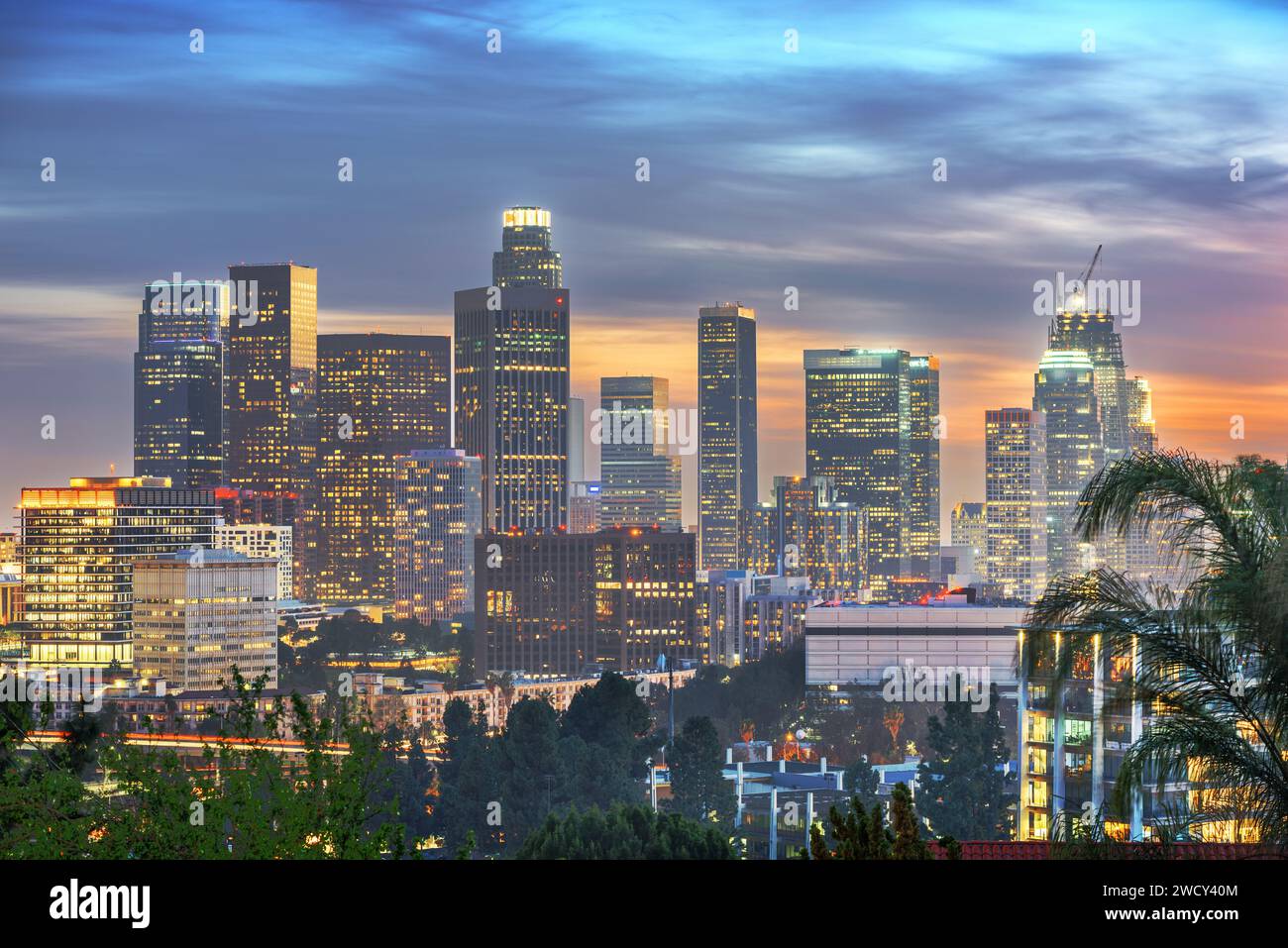 Los Angeles, California, Stati Uniti d'America skyline del centro. Foto Stock