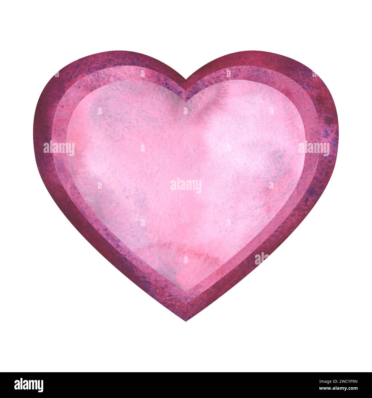 Semplice cuore lilla rosa acquerello per un biglietto da visita o una t-shirt di San Valentino. Romanticismo, relazione e amore. Illustrazione del cuore. Disegno a mano Foto Stock